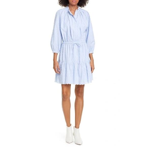 Joie Adel Swiss - Dot Blue Shirt Mini Dress - Picture 1 of 5